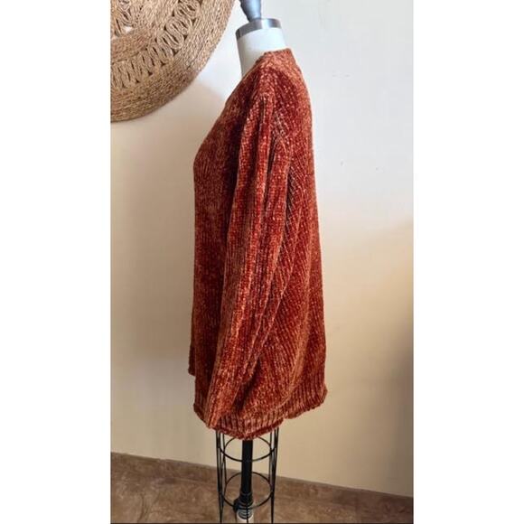 Woman Within Chenille Sweater Medium 14/16 Burnt Orange Cozy Soft Knit Pullover - Picture 3 of 5